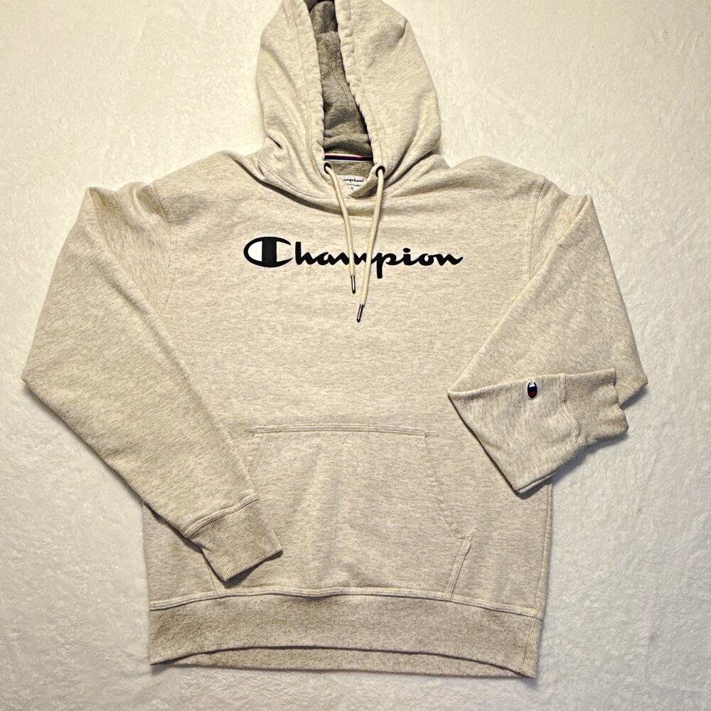 Champion Authentic Athleticwear Men's Gray Fleece Logo Hoodie Pullover M